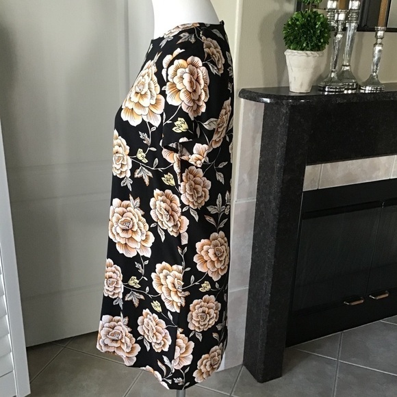 Floral Dress Women’s SMALL Black & Beige Lotus Print Career Forever 21 Tags NEW - Picture 7 of 15